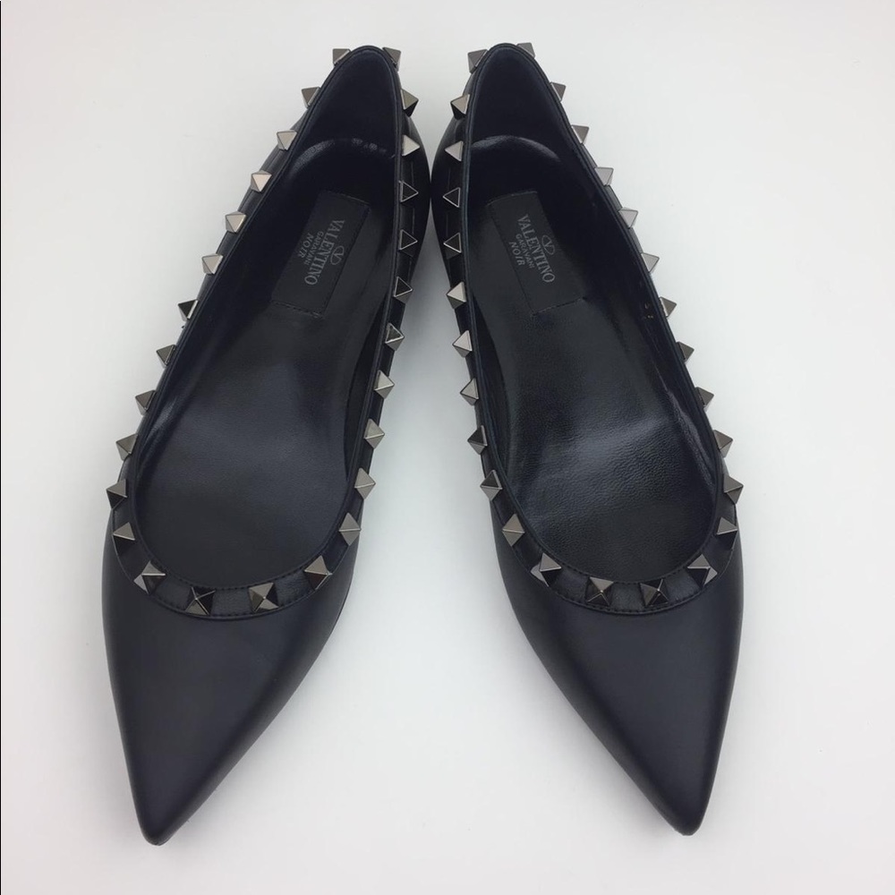 Valentino Black Rockstud Flats - Picture 2 of 8